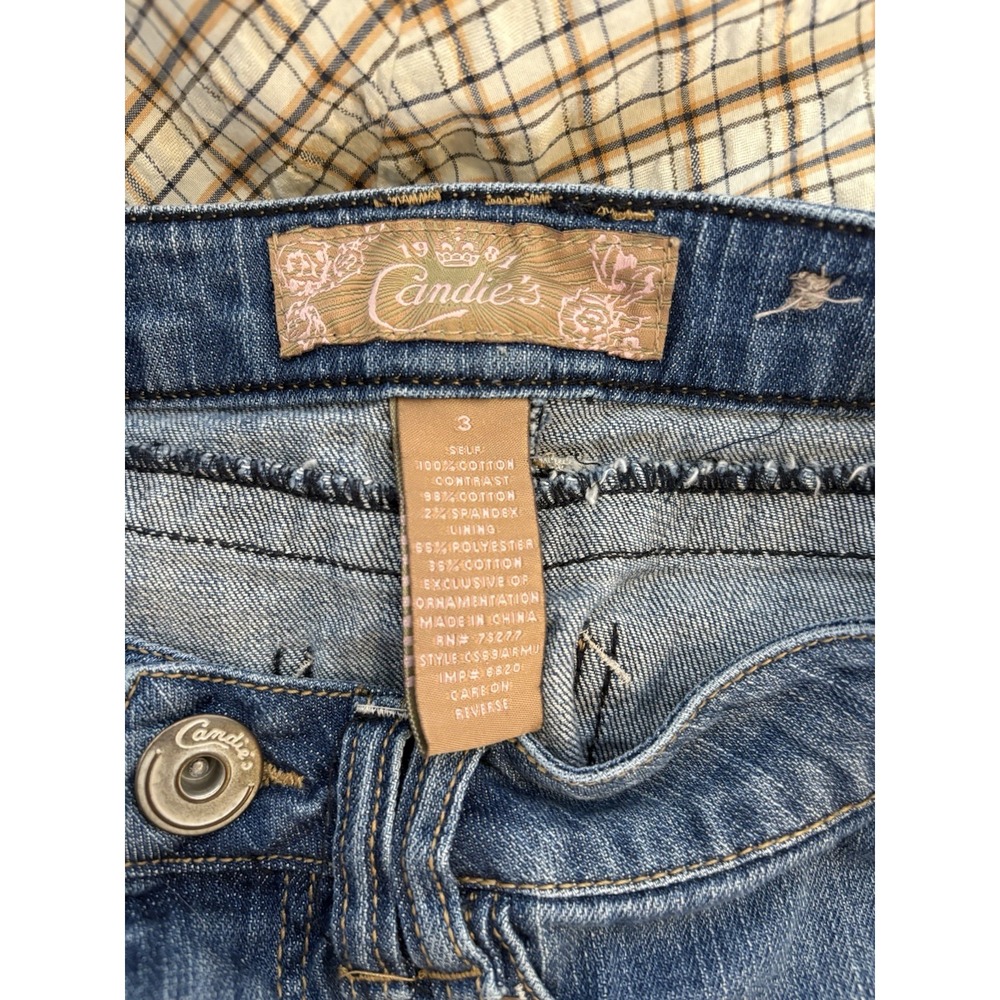 Y2K Candies Womens Jean Midi Skirt 3 Handkerchief Hem Boho Cowgirl Rodeo Indie‎ - Picture 7 of 8